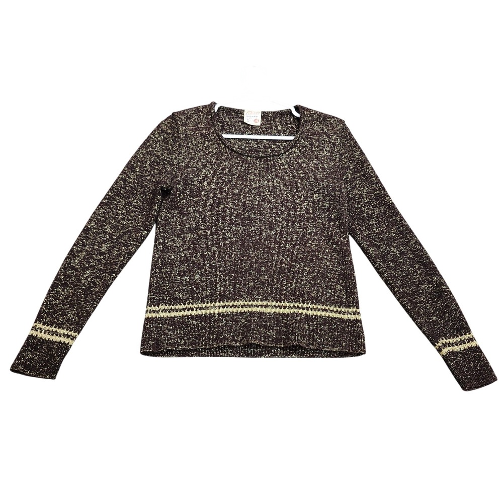 Vintage St Michael Brown Gold Metallic Knit Sweater Made in Britain Size 14 36"